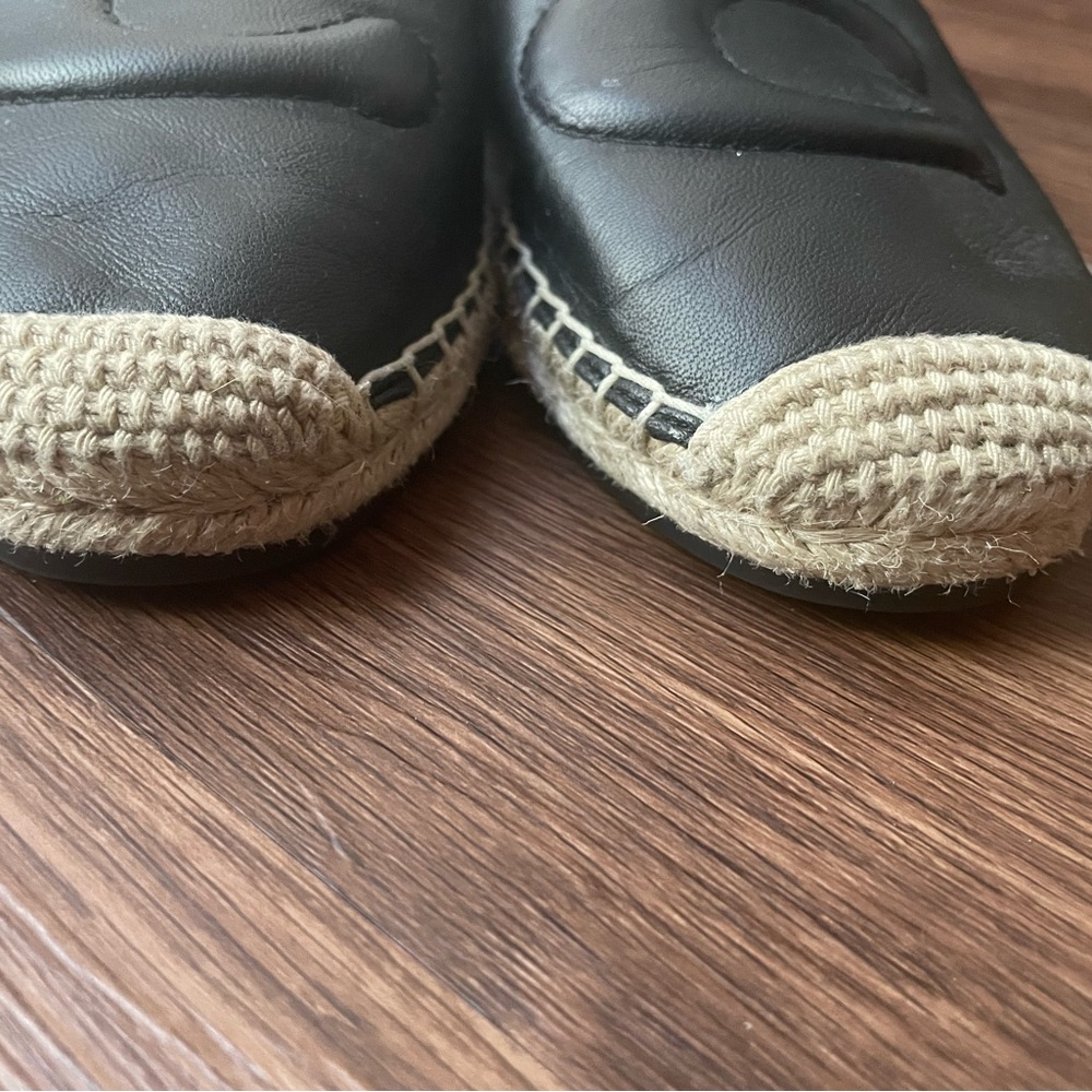Coach Black Leather Espadrille Flats | Quilted C Logo | Size 7.5 | Excellent - Picture 7 of 10